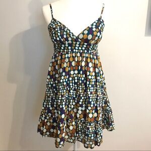 Susina Polka Dot Dress XS Teal Cream Fit & Flare